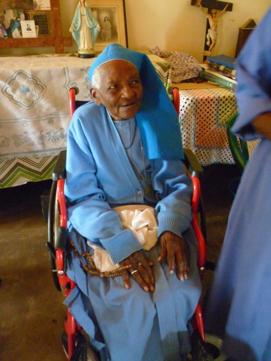 This was the cutest nun ever!  102 and still spunky.  She did a little "happy dance" in her wheelchair.